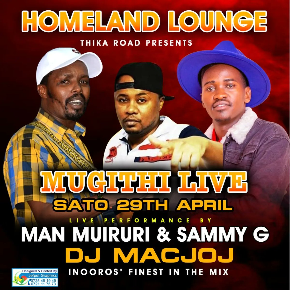 #Mwigarikolive on 98.9 <a href="/inooroke/">InooroKe</a>  till 1pm💥💥

Tonight experience the best of Mugithi with Man Muiruri and Sammy G from 6pm Homeland Lounge Kenya 💃🔥
Hosted by iNooros' finest <a href="/djmacjoj/">Dj Macjoj</a> 
📍 Opposite Garden City Mall Thika road