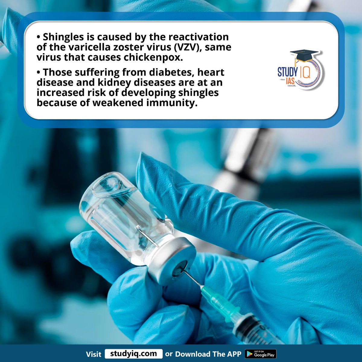 upsciq's tweet photo. Shingrix Vaccine
#shingrixvaccine #whyinnews #glaxosmithkilne #gsk #pharma #shingles #varicellazostervirus #vzv #chickenpox #heartdisease #immunity #herpeszoster #herpeticneuralgia #usfood #drugadministration #europeancommission #usa #upsc #cse #ips #ias https://t.co/L2xp6vELZs