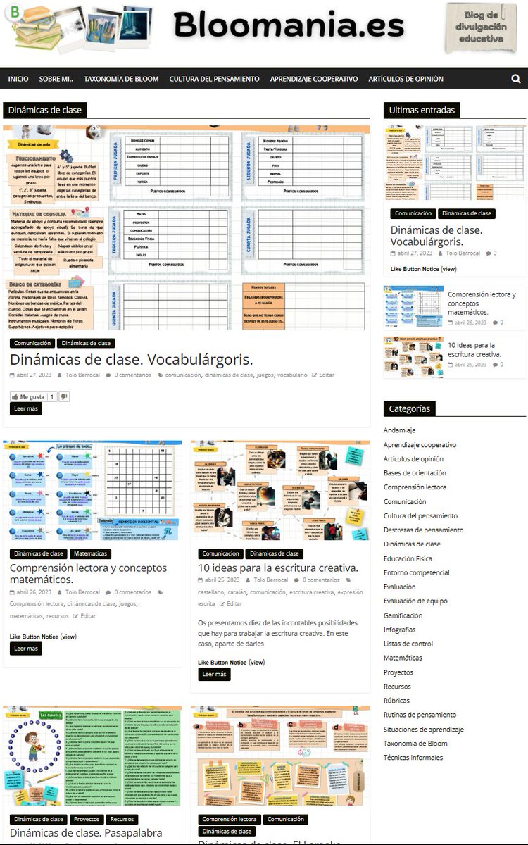 Ya disponible en bloomania.es todas las dinámicas publicadas estas últimas semanas , espero que os sean de utilidad. #ideasparaclase #claustrovirtual #FelizSabadoATodos