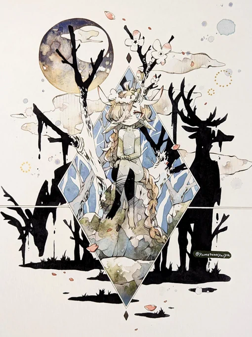 #ゴールデンウィークSNS展覧会2023 心のなかで爆誕した生きものたちを水彩で描いています。黒が大好きです
