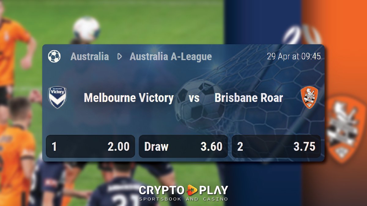 ⚽️ Australia -> Australia A-League
Melbourne Victory vs Brisbane Roar
Best Odds & 10% Cashback!

👇 BET NOW! 👇
cryptoplay.io/sports/event/1…

#footballbetting #sportsbetting #onlinebetting #MelbourneVictory #BrisbaneRoar #Australiansports #cryptobetting #cashbackoffer #bettingodds
