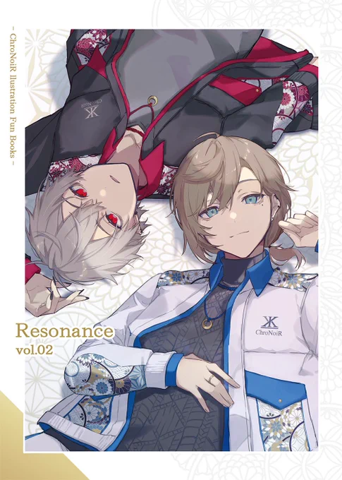 【#にじそうさく07 】新刊  『 Resonance 』B5/36P  ChroNoiRお二人をメインとしたフルカラーイラスト集です。 表紙は模様が浮き出ているようなエンボス加工になっており、タイトルとロゴは特色ゴールドを使用しています。  5/5(金)第1展示場「い-32」にて頒布。 通販は近日開始予定です!