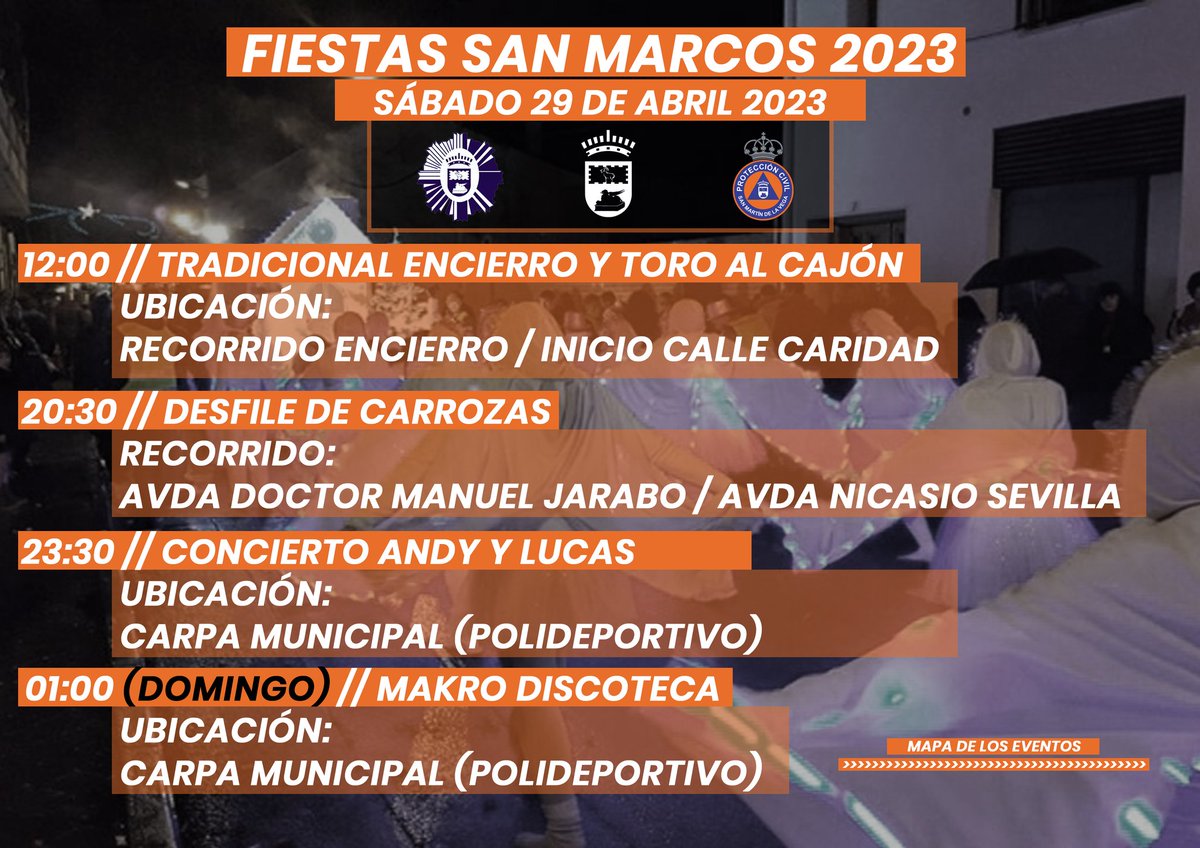 PCivil_SMVEGA's tweet photo. Buenos días, hoy 29 de abril, estaremos presentes en los siguientes eventos de #sanmarcos2023.
Ante cualquier problema o necesidad que puedas tener, dirígete a nuestro personal o a @PoliciaSMVega
#lasprotescuentan #SanMarcos https://t.co/BD2T6a6yHV