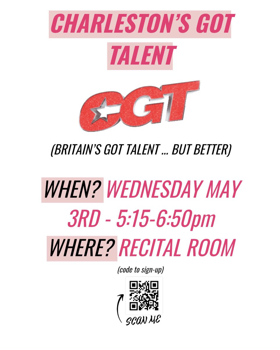 CALLING ALL CHARLESTONIANS… THE MOMENT YOUVE BEEN WAITING FOR IS FINALLY HERE…CHARLESTONS GOT TALENT!!!✨✨… so don’t forget to sign up and take part or come along and watch!!💗