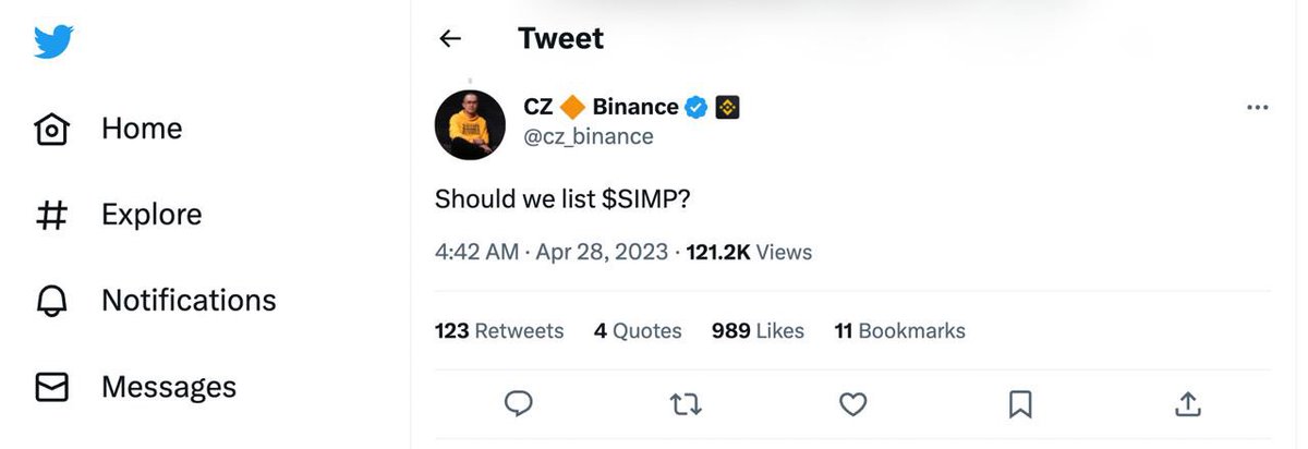 aisimp_arb's tweet photo. Definitely Y E S @cz_binance 👀
$SIMP #ArbitrumAirdrop #AI #AIDOGE #PEPE #WOJAK #meme #DeFi #AiApe https://t.co/vr12PILPcP