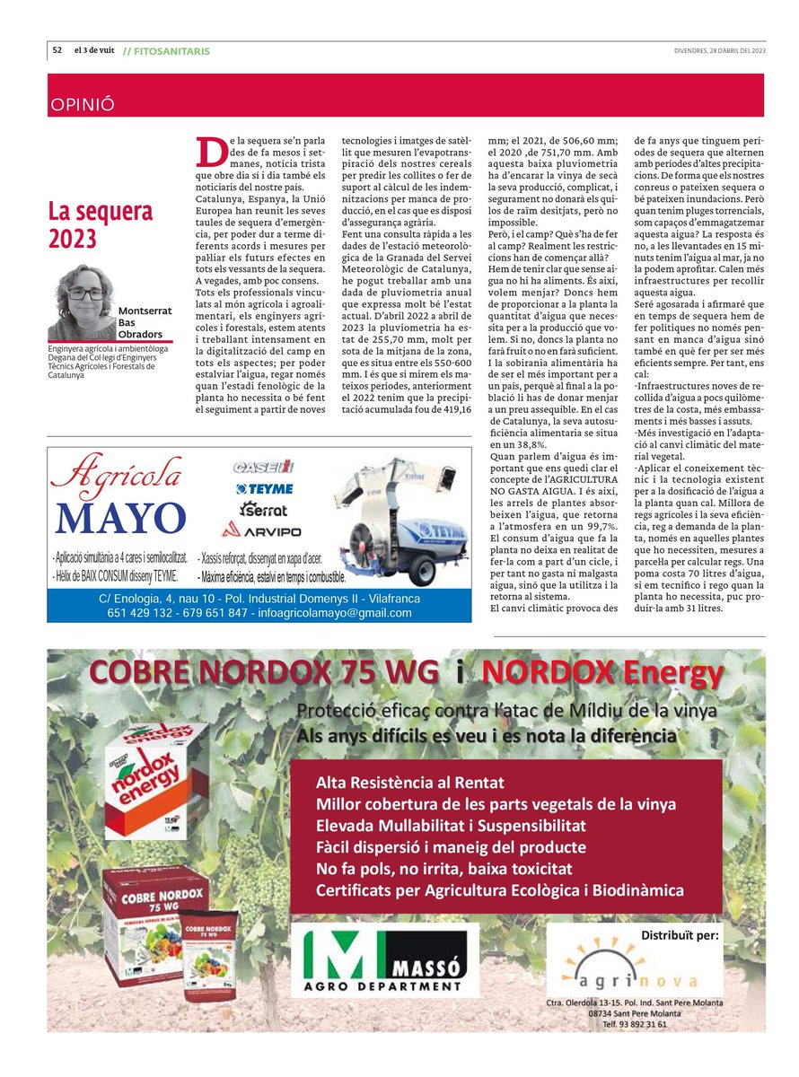 MontserratBas's tweet photo. Molt a dir sobre la sequera. El meu article al @3devuit #sequera #vinya #agricultura #Agricultura #enginyeriaagricola @cetafc https://t.co/b7xdWVrqzY
