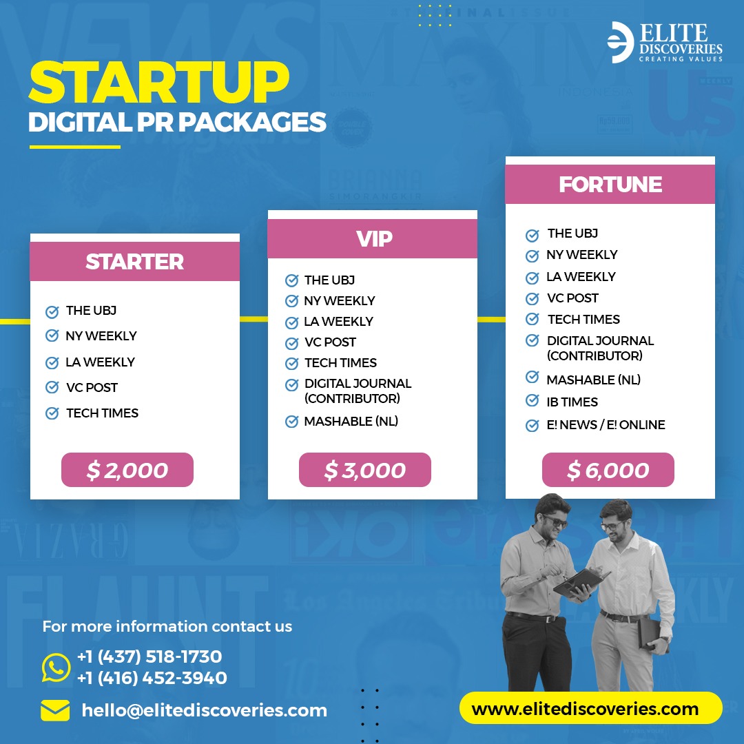 📣🚀 Ready to launch your startup to the next level? Our digital press release packages are designed to help you make a splash in the market. Let's make your startup stand out.  🚀🌟

#edsocials #prcompany #elitediscoveries #PRtips #PRcampaigns #startup #digitalPR #pressrelease