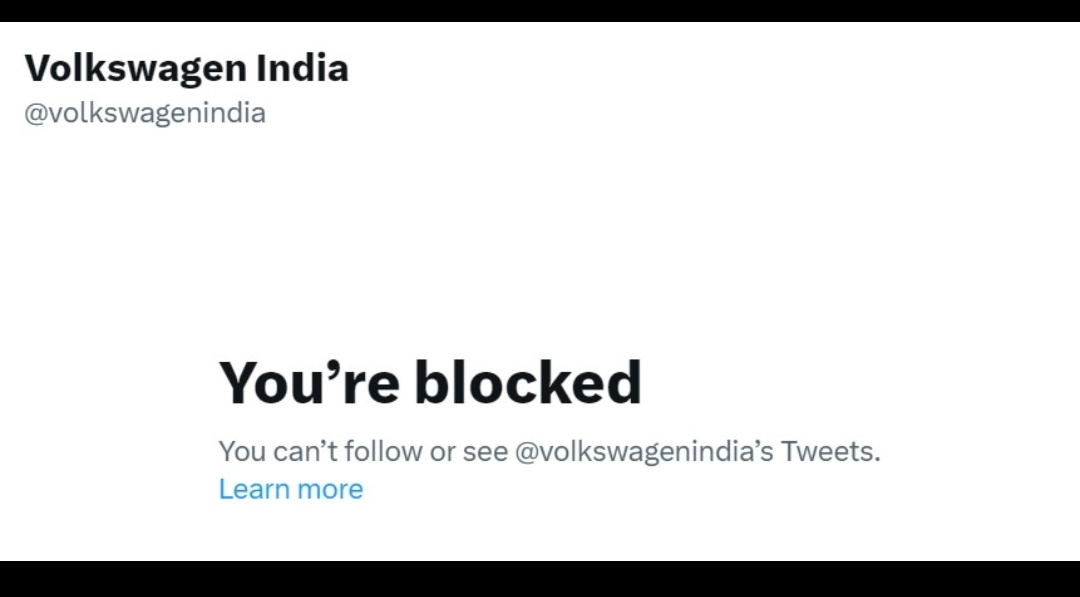 SuBha_Er's tweet photo. @volkswagen @volkswagenindia @VW @Piyush_Arora_  @VWGroup
Height of Unprofessional act!
 Why did you block me while None of my pointed questions were answered nor a remedy was provided. It shows your real face &amp; Cowardly act
VWH10066355 8 month old unresolved complaint
#VWCheatsU https://t.co/5i4yLbNd6r