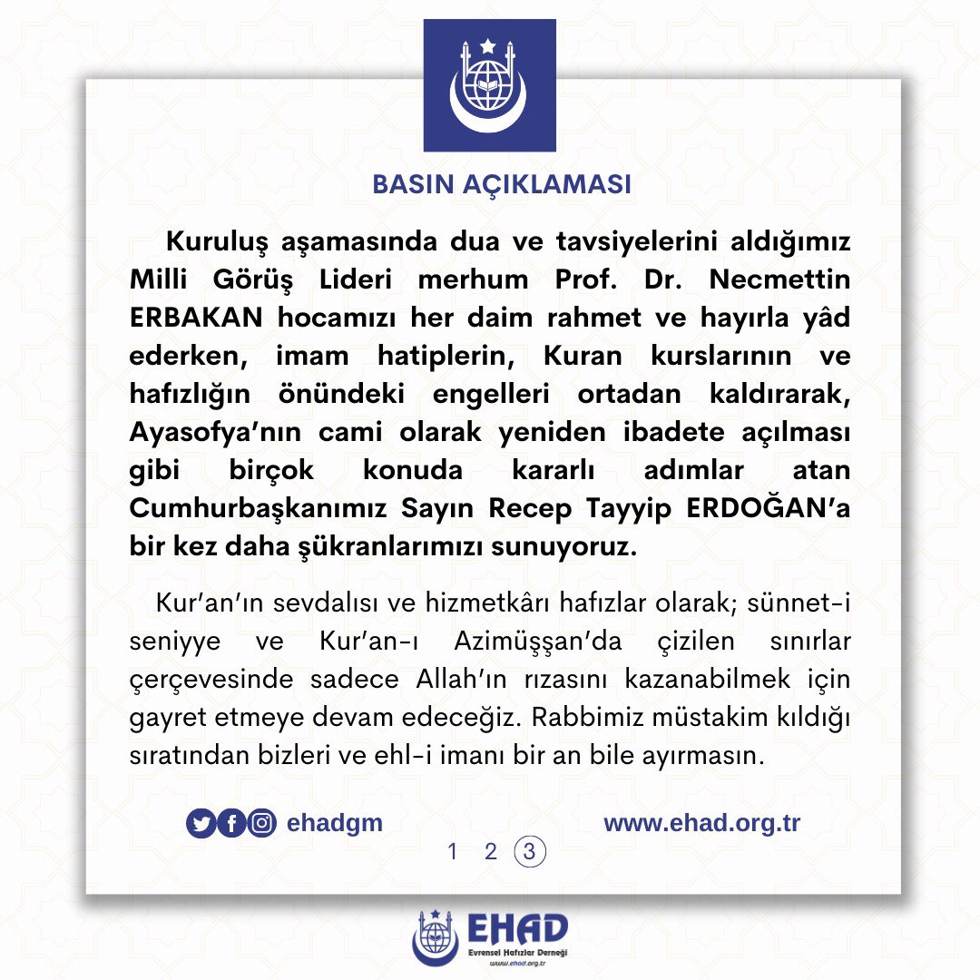 ehadgm's tweet photo. SAYGIYLA DUYURULUR
Bazı sosyal medya hesaplarından derneğimizi zan altında bırakacak siyasi paylaşımlar yapıldığını üzülerek öğrenmiş bulunmaktayız. Derneğimiz; Milli İrade, Eğitime destek ve TGSP haricinde herhangi bir platformun, sendikanın veya siyasi partinin paydaşı değildir https://t.co/yWUkZUxQ23