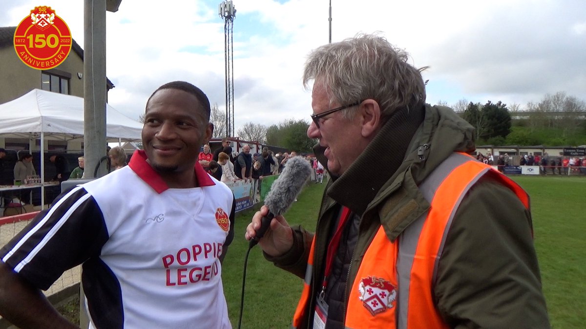 KTFCOfficial's tweet photo. POPPIES LEGENDS |

@OCizzle scores in the Poppies Legends match, and @companioncooke catches up with him after the game.

https://t.co/im2J7sHVOH

#est1872 | #Poppies150 https://t.co/5HTn2xRE5Z
