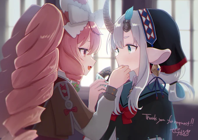 デージィちゃんとペルルちゃん! #Skeb