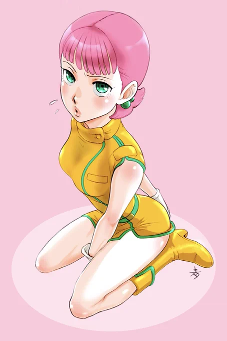 転向し渡されたエゥーゴ制服を着た #サラ・ザビアロフ 嬢。修正版。 「ちょ!まる見えじゃない⁈ホントにこれエゥーゴの制服なの?カツ⁈」 「」