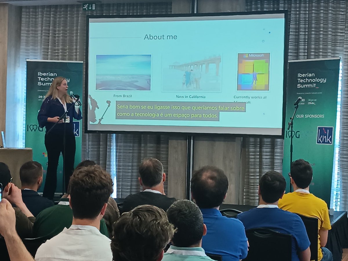 <a href="/mairacw/">Maira Wenzel</a> starting us up at <a href="/IberianSummit/">Iberian Technology Summit</a> with her inspiring keynote about the non-traditiomal journeys of working in tech!