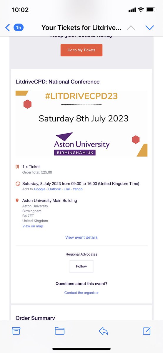 Got my ticket. Who else is going? @LitdriveUK #litdriveCPD #teamenglish