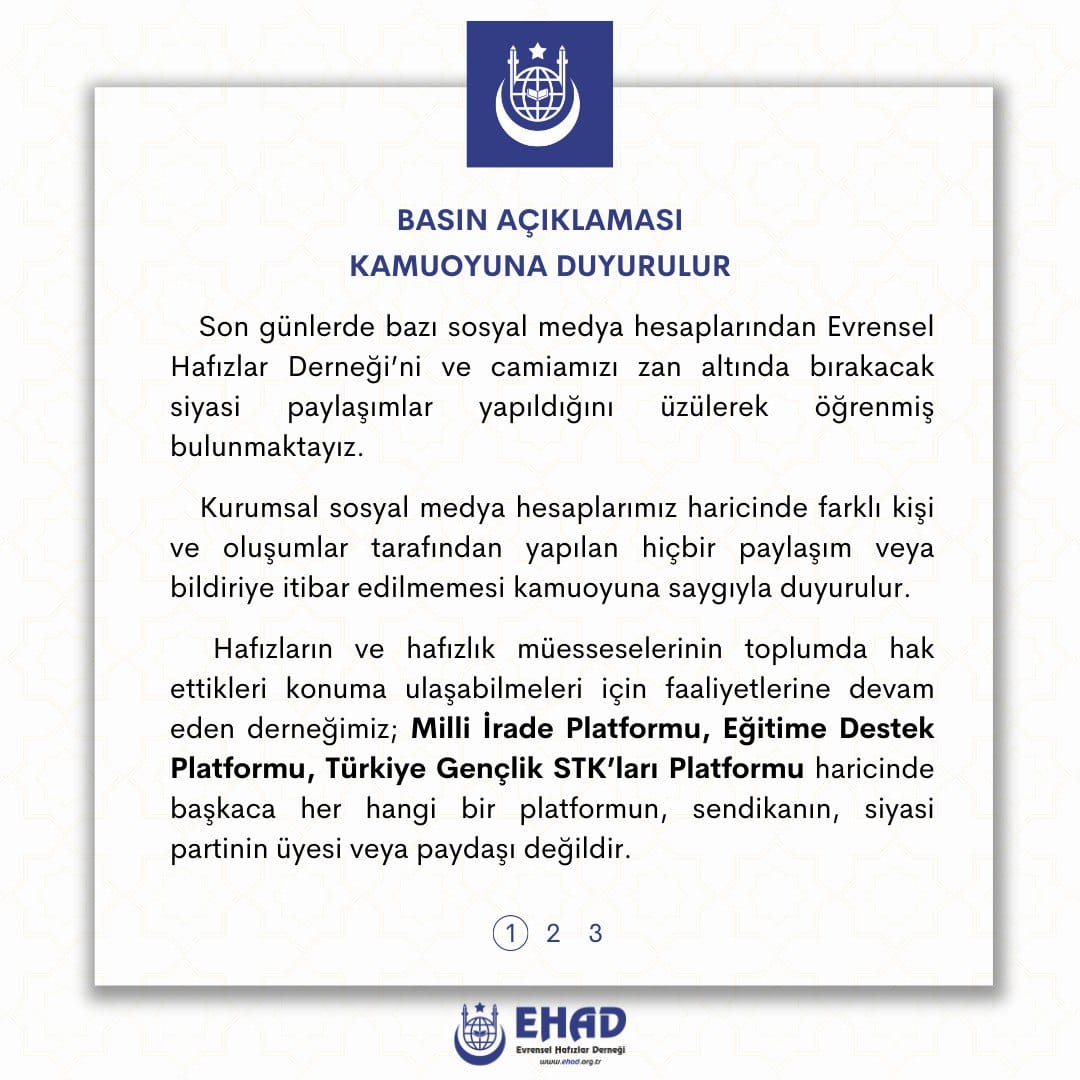 12Bolge's tweet photo. _ilhamla ve“Kur’an-ıKerim’e Hizmet Şereftir”düsturundan hareketle kurulan EvrenselHafızlar Derneği'ninİslam Dinine,değerlerimize ve hafızlara kem gözle bakan zihniyetle ve bu bozuk zihniyetin değirmenine su taşıyanlarla birlikte anılması ve hareket etmesi söz konusu dâhi olamaz.* https://t.co/ev3oVxVtah