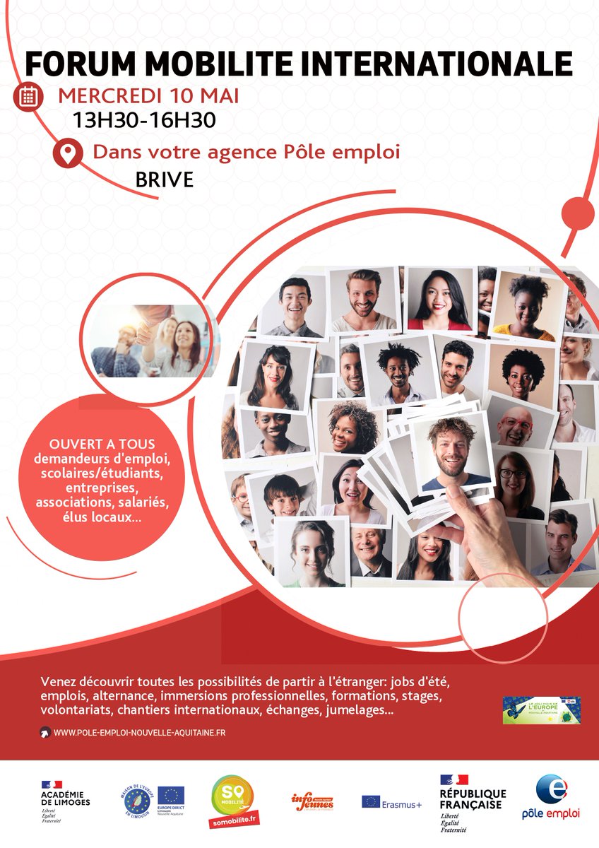 Envie de faire votre alternance à l'étranger ?

Rendez-vous le  Mercredi 10 mai de 13h30 à 16h30 au Forum de la mobilité internationale de Brive !