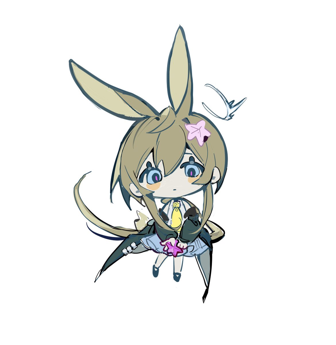 amiya (arknights) 1girl solo rabbit ears animal ears chibi brown hair white background  illustration images