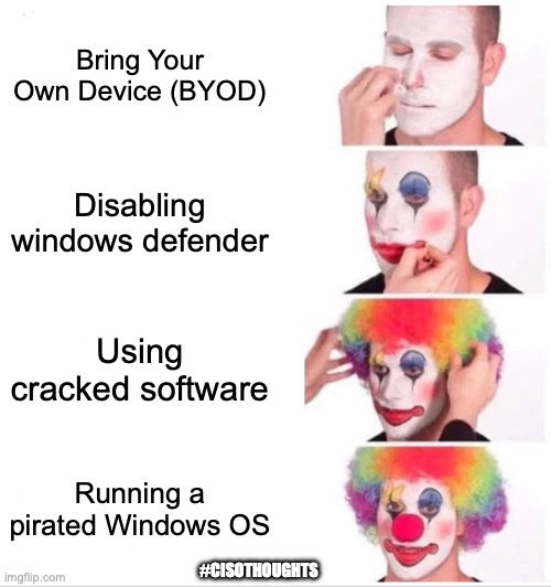 CISOThoughts's tweet image. How to break the most secure environment. 

#CISOThoughts