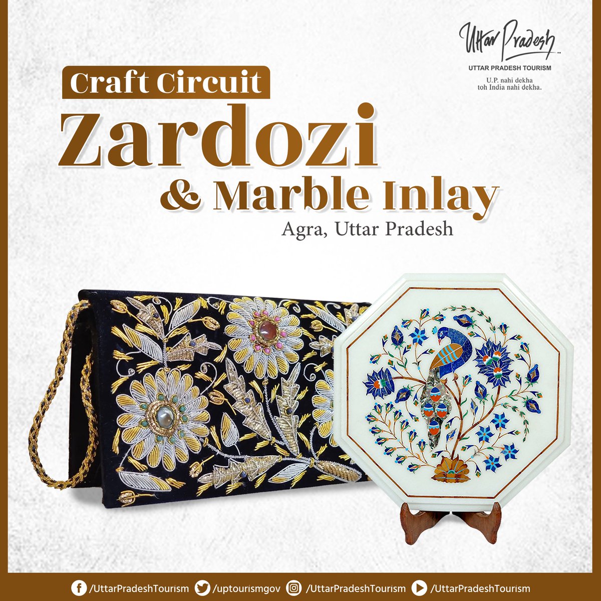 uptourismgov's tweet photo. Discover the exquisite artistry of #Agra, where #MarbleInlay and #Zardozi crafts are brought to life with masterful skills and intricate details.
#CraftsOfUttarPradesh #CraftCircuit #UPTourism #UttarPradesh #ODOP #UPNahiDekhaTohIndiaNahiDekha https://t.co/OE8KRDPk3r