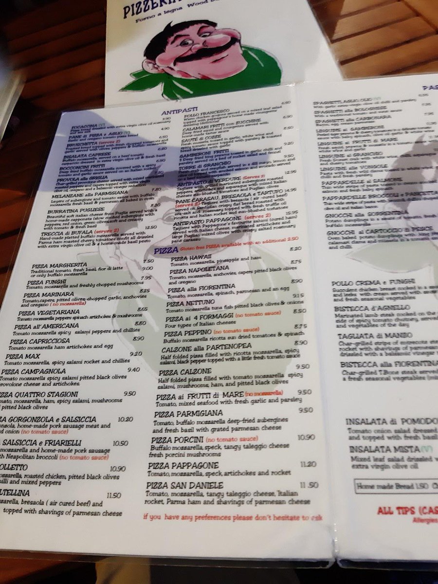 tomzahir's tweet photo. @demarionunn Another case in point. Pappagones probably the most fun I’ve had in a restaurant for a year, last night. Long menu, cartoon font… https://t.co/gRrFiWkSIv