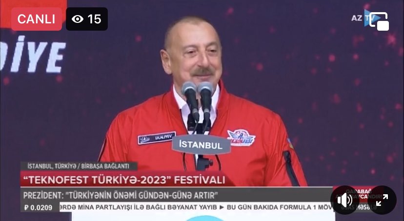 Prezident İlham Əliyev “Teknofest Türkiyə-2023” festivalında çıxış edir 

Canlı:  youtube.com/live/J_myZXoWR…
