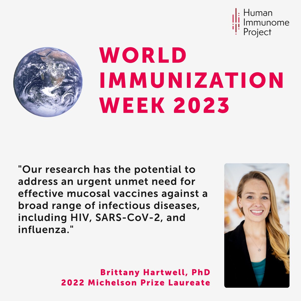 #WorldImmunizationWeek – highlighting <a href="/Britt_Hartwell/">Brittany Hartwell, PhD</a>'s research on intranasal #vaccines. The 2022 #MichelsonPrize recipient is using albumin-hitchhiking to efficiently deliver #vaccine components across mucosal barriers. 
Apply for 2023 Michelson Prizes: michelsonprizes.smapply.org
