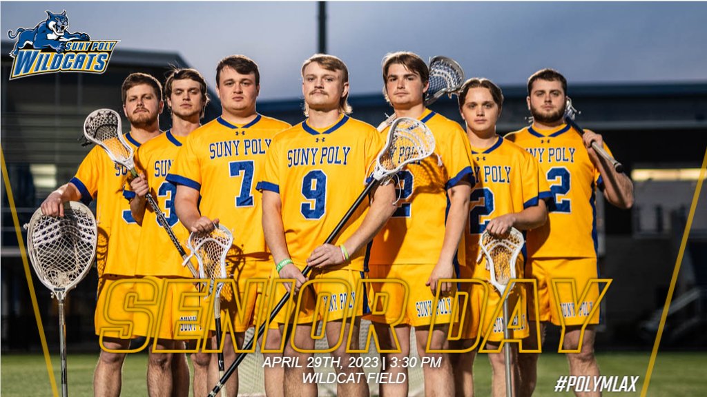 PolyWildcats's tweet photo. It' #SENIORDAY๐ก๐ต๐ฅ
Men's Lacrosse hosts Cobleskill in NAC play. The Wildcats will honor their seven seniors prior to the game!
๐ - 3:30 PM
๐ - Wildcat Field
๐บ๐ - Check our schedule for live coverage links!
#PolyMLAX #d3lax https://t.co/6ydkyq8hU2