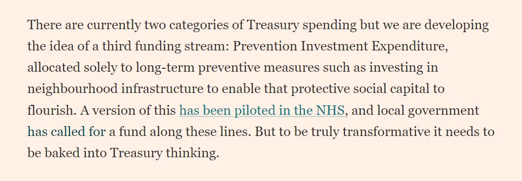 How the Treasury can better accommodate investment in prevention, from @PollyCurtis in the FT. 

The idea that the Government should legislate to ensure that a proportion of LA budgets are earmarked for prevention has also been mooted, though I think that too blunt an instrument.