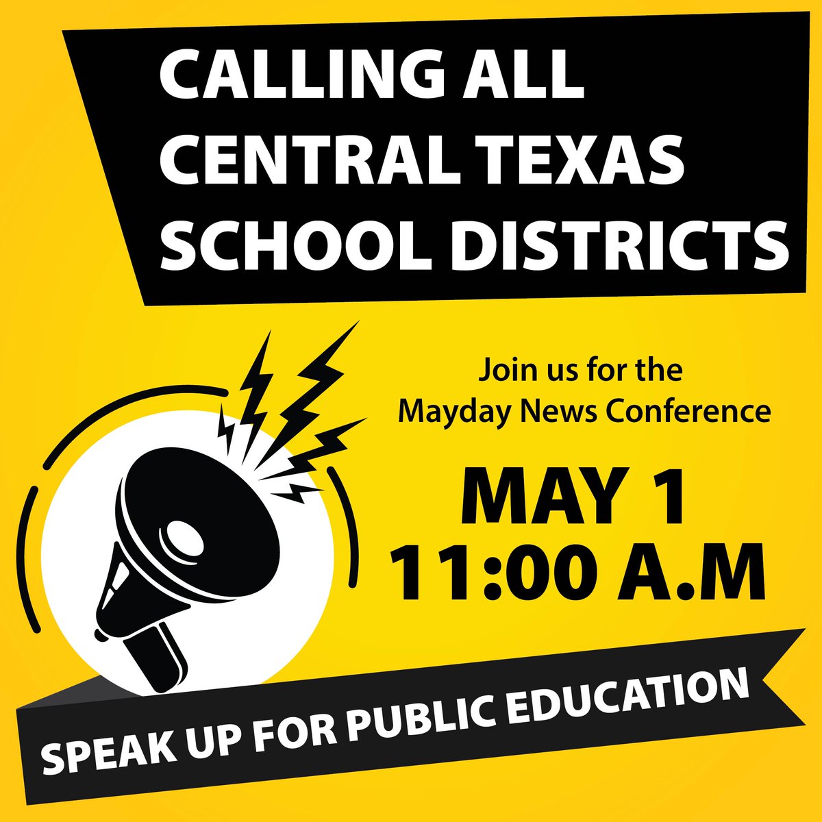 AustinISD's tweet photo. Calling all Central Texas School Districts
Texas lawmakers need to add $14.5 billion to the budget for #PubEd

Join us for the Mayday News Conference
May 1, 2023, 11 am
Del Valle ISD, Smith Elementary School
4209 Smith School Rd, Austin, TX 78744

Live on https://t.co/6c6bUo2Fif https://t.co/QH8zUBXSEU