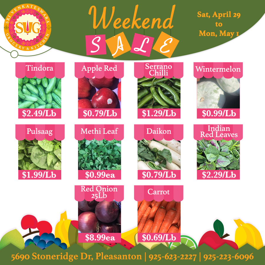 WEEKEND VEGGIE SALE at 5690 Stoneridge Dr, Pleasanton- Tindora, Indian red Leaves & more!  #svgindianmarket #sale #indiangrocery #indianvegetables #fruitsandveggies #discount #Buy1Get1Free #Buy1Take1 #Deals #weekendsale #Pleasanton #dublin #livermore #sanramon #trivalley #Tr…