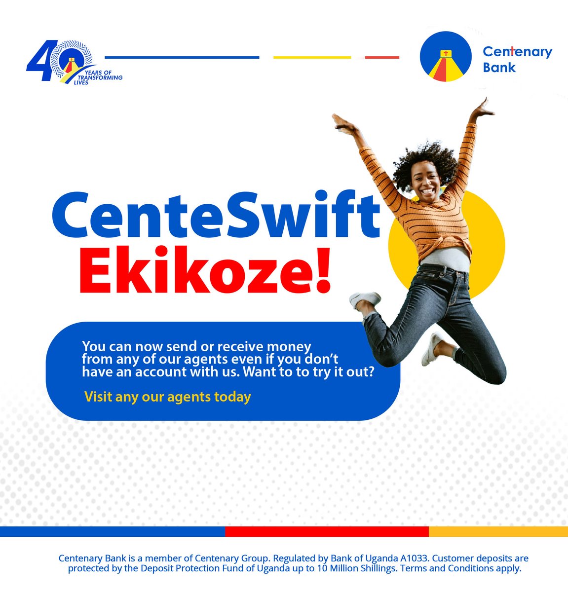 CentenaryBank's tweet photo. Mr or Mrs Money? ๐ #CenteSwift, is our new service which allows existing and non-existing customers to send and receive money at any CenteAgent location countrywide! Visit any of our agents to try this service out! #BankingReimagined https://t.co/amEMLCL4iw