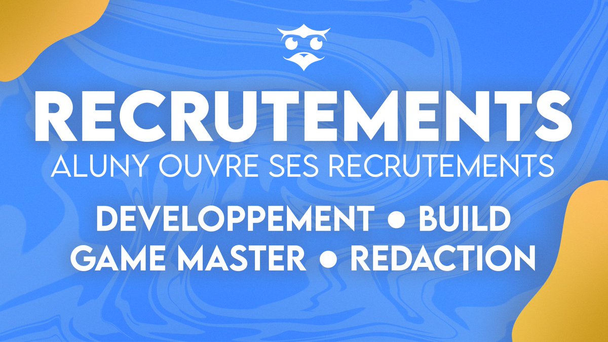 AlunyFR's tweet photo. 🦉 | RECRUTEMENTS OUVERTS

➡️ Pour la deuxième fois, Aluny ouvre ses recrutements aux personnes motivées et âgées de plus de seize ans ! Quatre pôles n'attendent que vous !

Plus d'informations sur notre discord : https://t.co/WjOAu5WW2N https://t.co/YKjKCMfzgJ