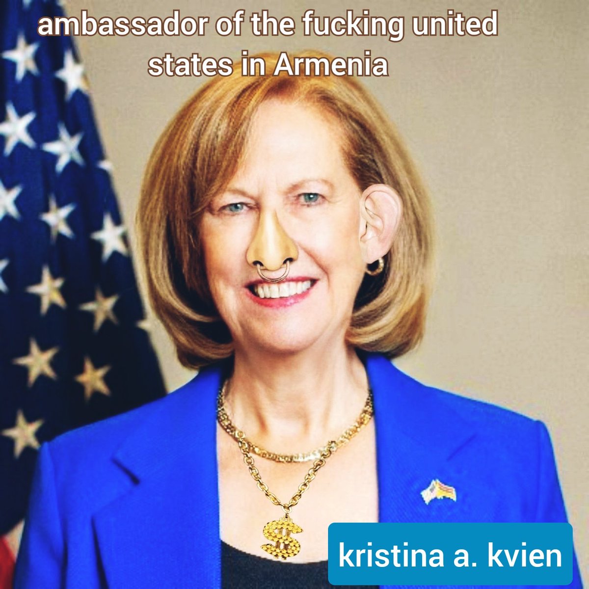 YerevanArmeni29's tweet photo. @USAmbYerevan the old bitch @USAmbYerevan is acting as if she is the prime-minister of #Armenia #Армения https://t.co/6ZovppMxFH