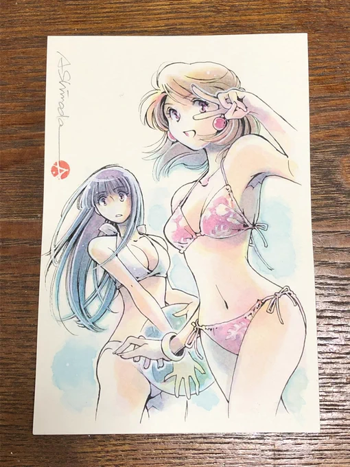 #ハガキサイズに詰め込む私の世界  今までにお礼やなにやらでお渡しした手描きイラスト☆ ミリペン+アクリル着彩 (3・4枚目はTOMさん、カワイさんのキャラクターをお借りしました)  #アナログ #アクリル