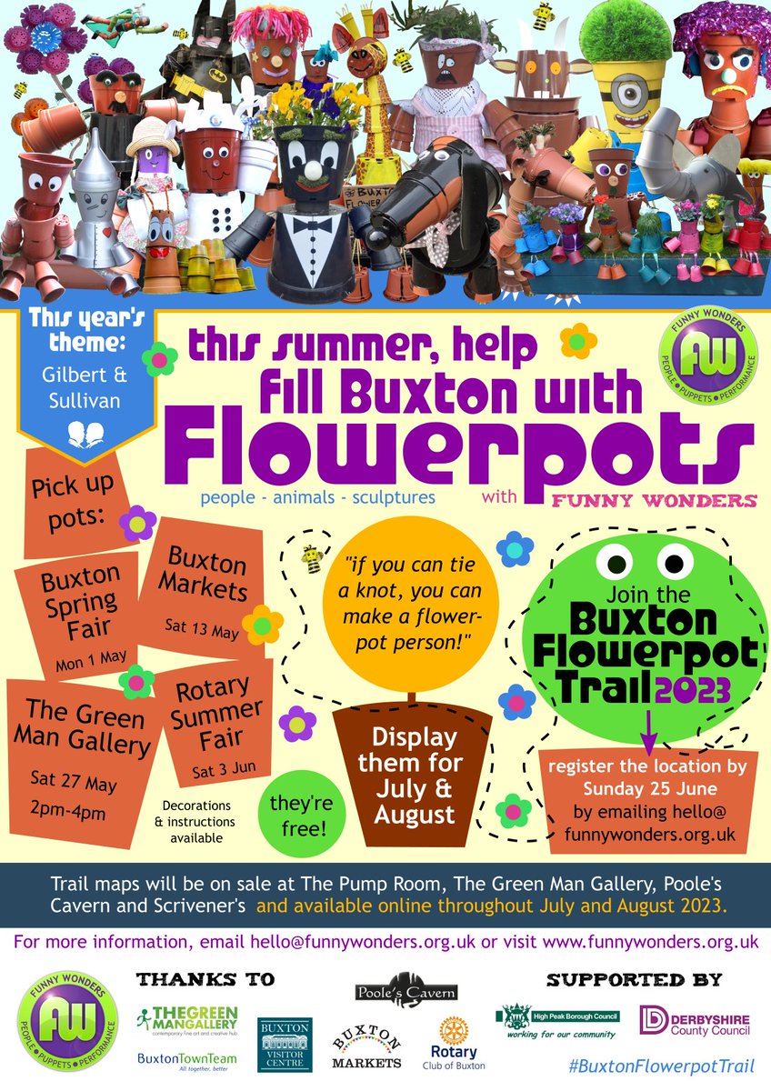 FunnyWonders's tweet photo. We're making our preparations for the #BuxtonSpringFair on Monday - find us on the Market Place. 

Pick up some free pots to make a creation for the #BuxtonFlowerpotTrail or stay and make. 

#Buxton #BuxtonCommunity #FunnyWondering #flowerpotpeople #arttrail #communityarts https://t.co/zP9lcUUmrC