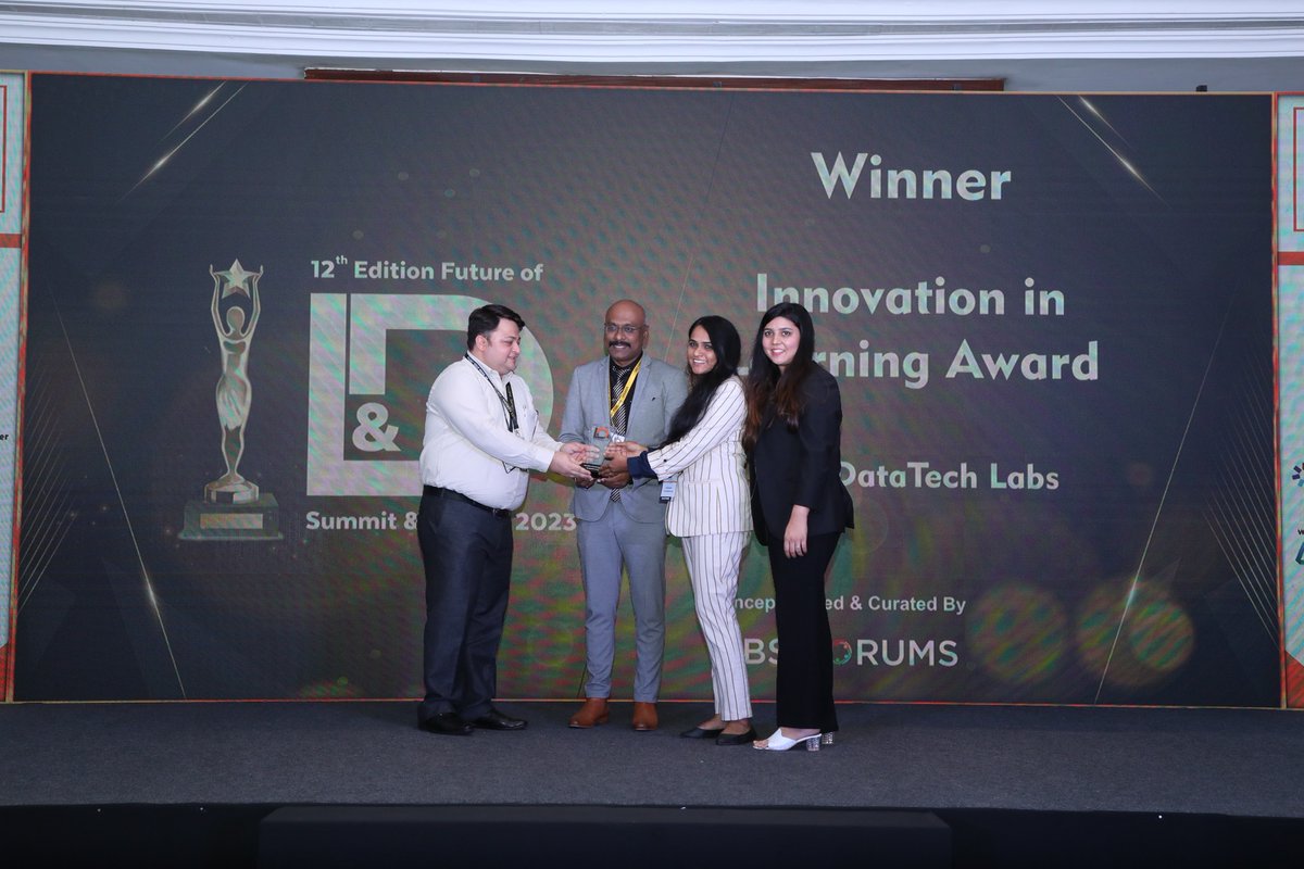 thedatatechlabs's tweet photo. We are thrilled to announce that our company has been awarded the Innovation in Learning Awards for the year 2022-23 by @ubsforums. 
We are committed to continuing our journey towards innovation and excellence in learning
#TheDataTechLabs #TDTL #InnovationInLearning https://t.co/PlgvHwfmcI