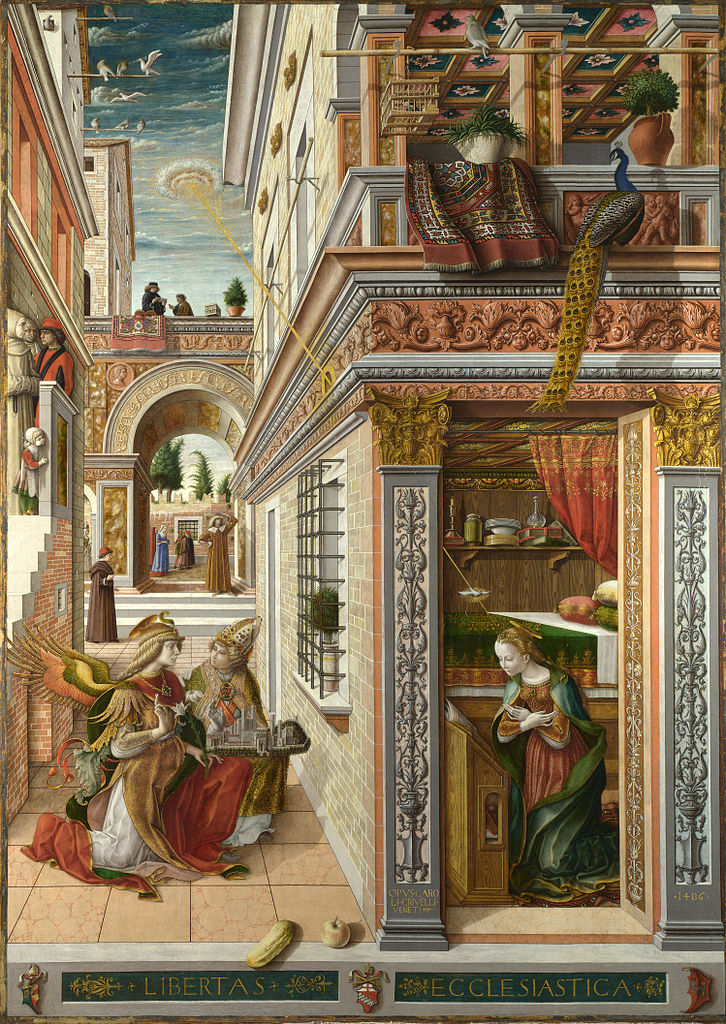 Packed full of glorious detail, Carlo Crivelli's Annunciation w/ Saint Emidius, 1486. I could look at this all day, but especially on Carlo Crivelli's day.