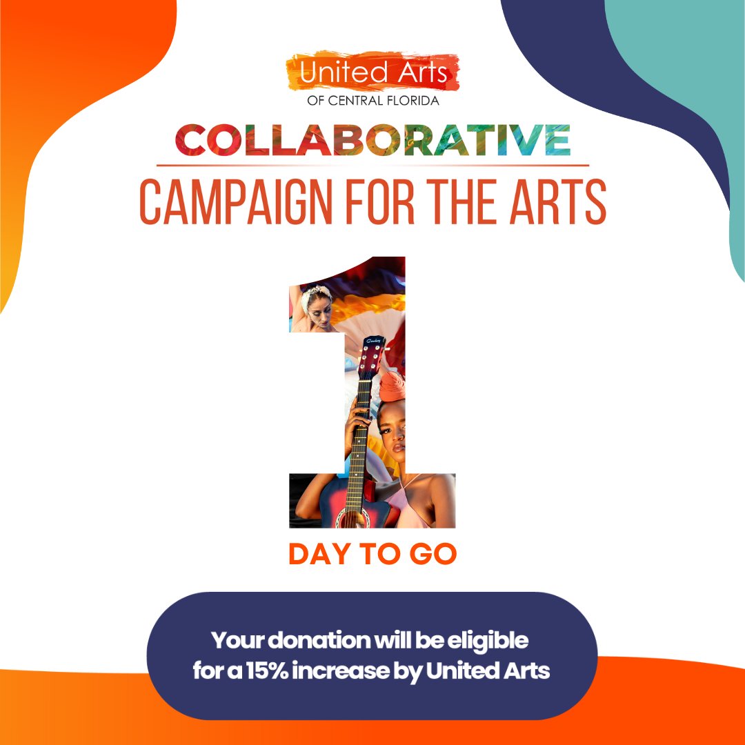 We are so close to the end of the Campaign for the Arts and every dollar matters!⏰Help us reach our $6 million goal and when you designate your donation to any campaign partner(s), UA will increase your gift by 15%! unitedarts.cc/artsforall/