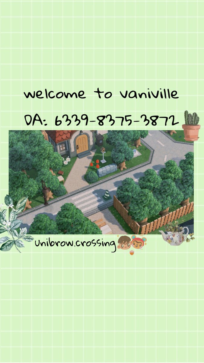crossingunibrow's tweet photo. my dream of vaniville is finally done and ready! if you’d like to visit here’s the dream address. none of my villagers/rep interiors are done but everything else is decorated. thank yall sm for the kind love and support. ily ☁️🌷👒 #acnh #あつ森写真部 
#あつまれどうぶつの森 https://t.co/qBVvwqjZ3p