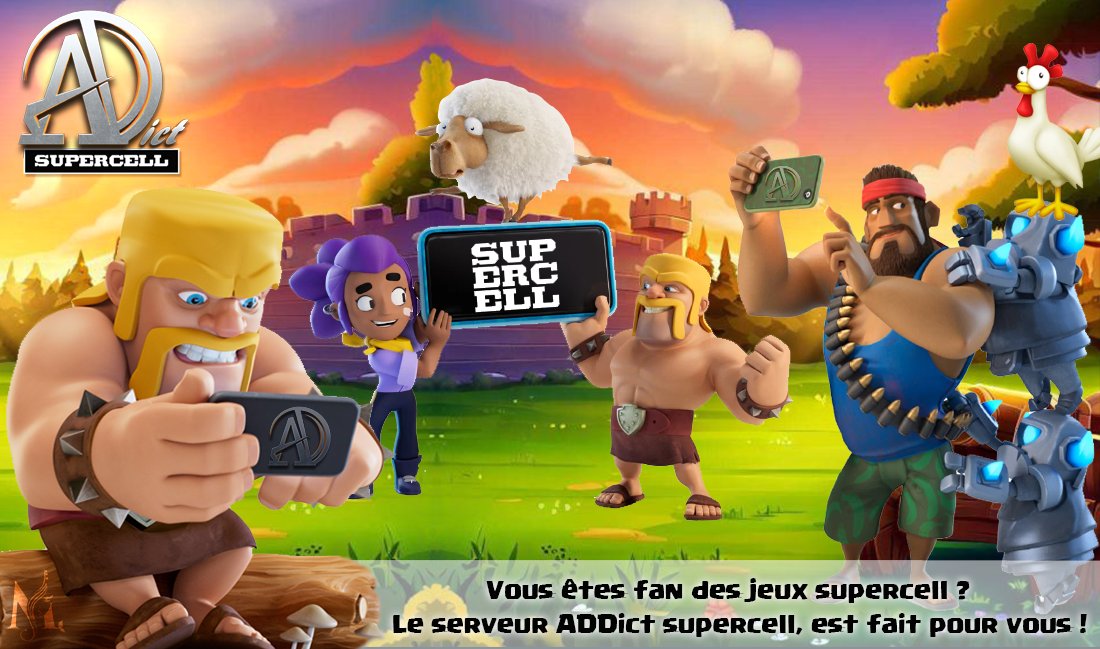Vous êtes fan des jeux supercell ? 
Alors le serveur est fait pour vous !
Vous pouvez faire du recrutement, organiser des évènements, se faire connaître,montrer vos talents de graph ou streamer...
Nous organisons des giveaways et nous recrutons. 
discord.gg/UtGjuh4