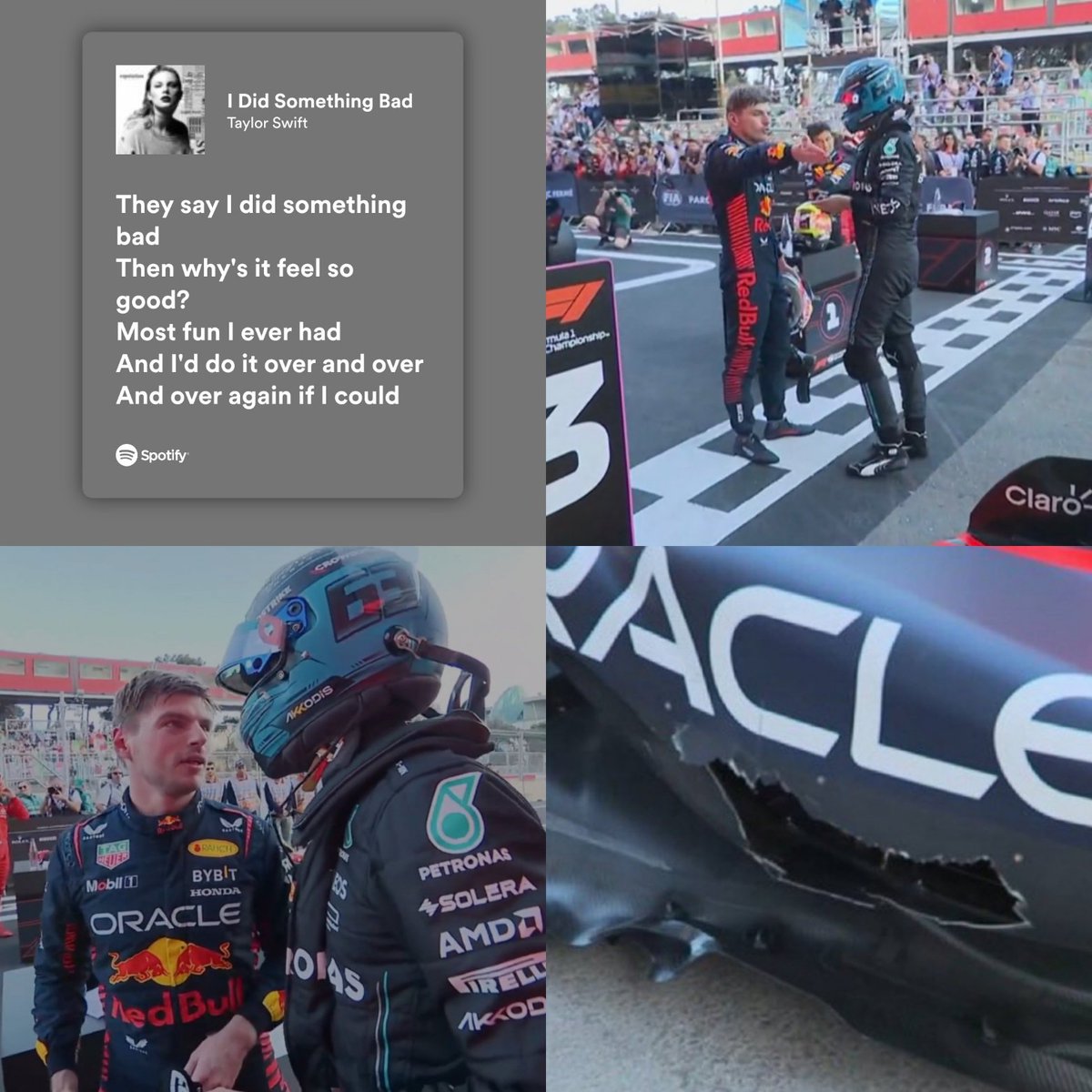racing4mercedes's tweet photo. George Russell is in his reputation era https://t.co/LdTeuhVGJ5