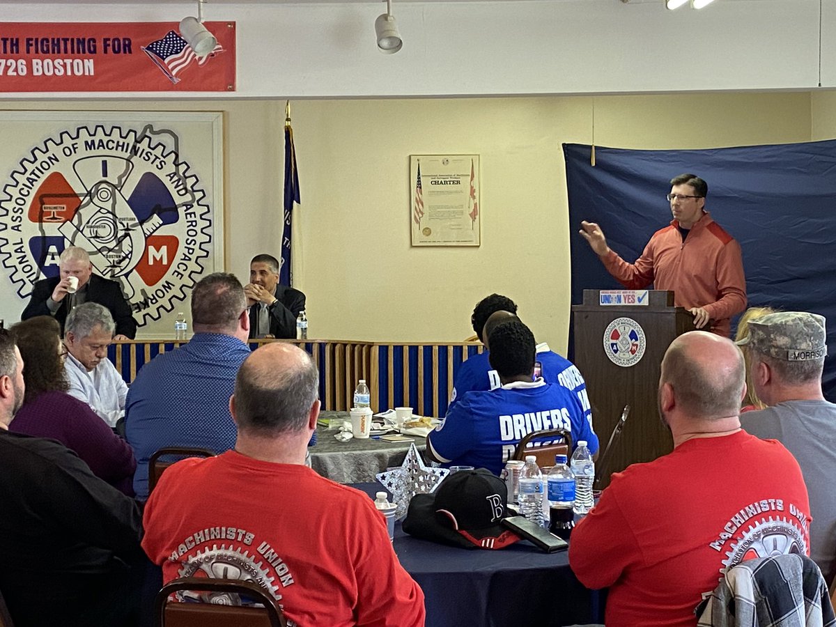 Always great to hear from our friend <a href="/adrianmadaro/">Adrian Madaro</a> here at the MA State Council of Machinists. #mapoli #1u