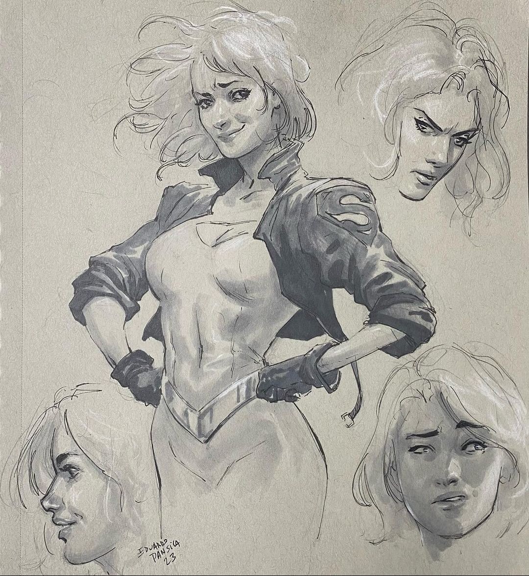 Eduardo Pansica sketching Powergirl for her new ongoing from @mymonsterischic #PowerGirl #DCComics