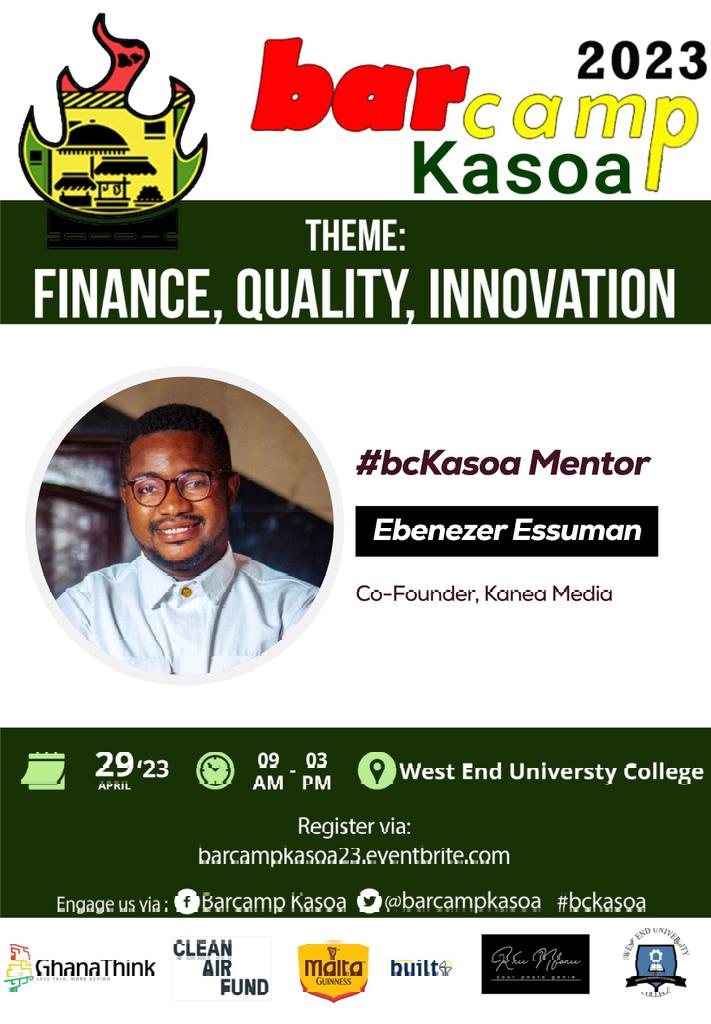 BarcampKasoa's tweet photo. Group mentoring session @ #bckasoa: 
Ebenezer Essuman @ebenessumangh - Co-Founder, Kanea Media  - sharing &amp; engaging Barcampers about #businesses and #startups, #media and #communication around starting up businesses, etc  

#Barcamp #Kasoa
#BarcampKasoa https://t.co/3eCG3Km7k2