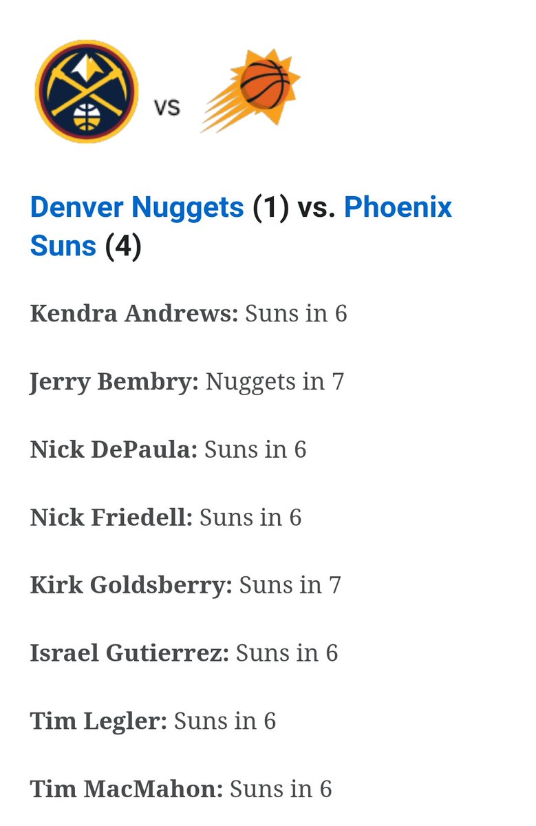 THE JOKER(S) 🃏🇷🇸 on Twitter "ESPN "experts" picks for NuggetsSuns"