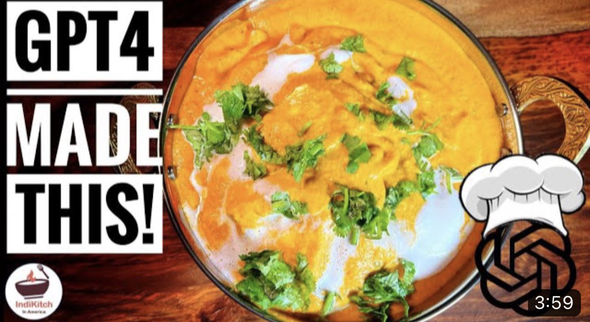 IndiKitchInAme's tweet photo. Ever thought AI could make Indian Food???

https://t.co/RTkxqfrC1x

#ChatGPT #indianfood #AI #chatgpt4 #recipe #AICanCook #easyrecipe https://t.co/vII4I0co1D