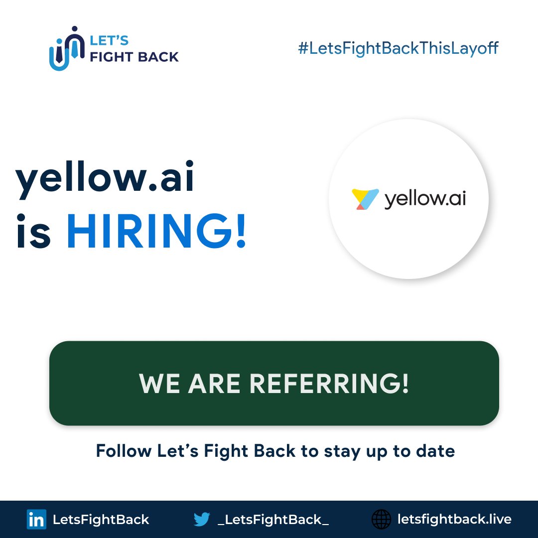 _LetsFightBack_'s tweet photo. 🚨 #HiringAlert! Join our 1200+ member community to draft your fight-back journey from #layoffs.
Check out the job opening at https://t.co/j5gpRhRIRK and let's #LetsFightBack together!
#JobSearch #NowHiring #Internship #Placement #DSA #JobUpdate https://t.co/SKAupRMxFA