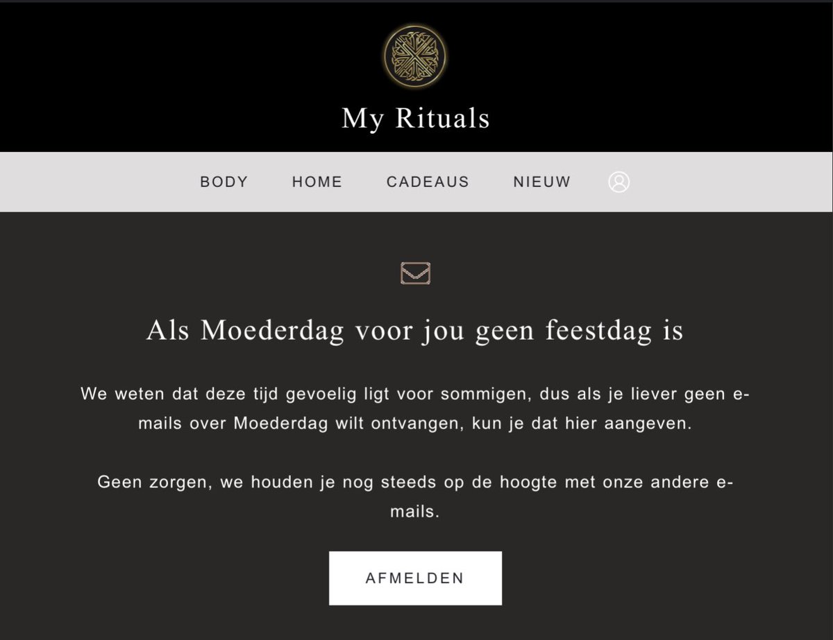 Echt complimenten voor deze mail van  #Rituals. Voor het eerst in 15 jaar dat een bedrijf mij deze mogelijkheid geeft. 

instagram.com/ritualscosmeti…