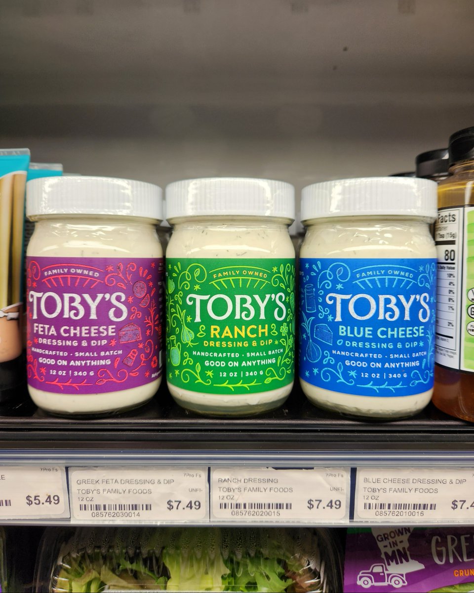 We have a new way to make veggies even tastier! You can now find Toby's ranch, blue cheese, and feta dressing and dips in our produce department. Each handcrafted batch is creamy, We have a new way to make veggies even tastier! You can now find Toby's ranch, blue cheese, and feta dressing and dips in our produce department. Each handcrafted batch is creamy,