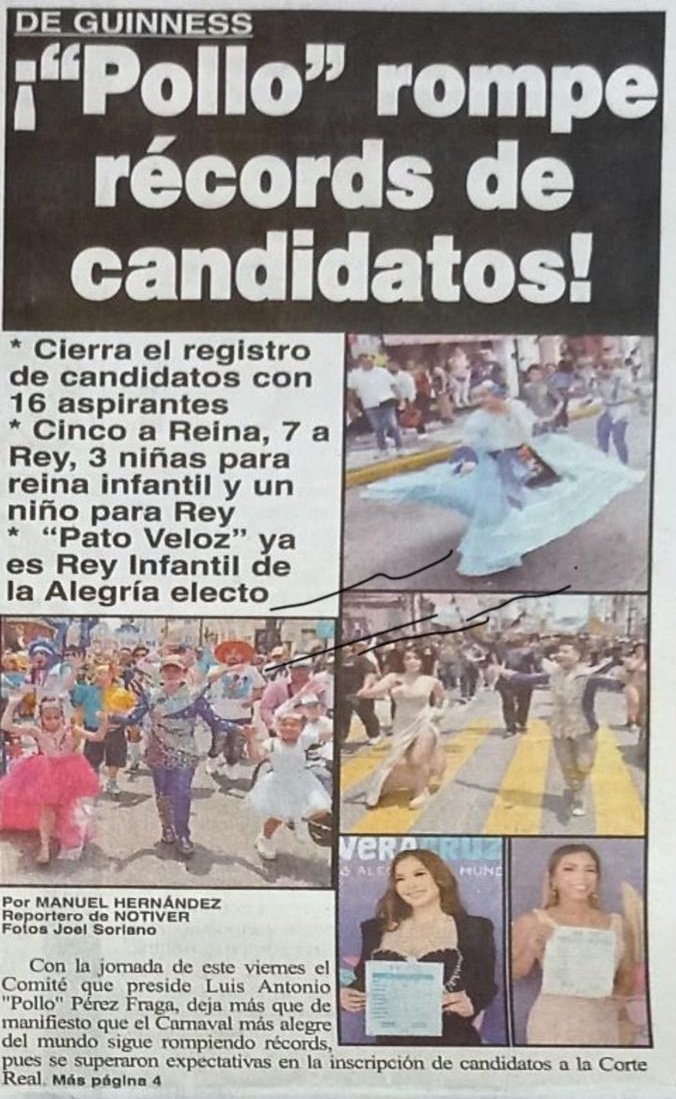 marcoaguiro's tweet photo. ¿Quién dijo que la población de Veracruz estaba perdiendo interés en el @CarnavaldeVeracruz2023?
Hay un récord de candidatos registrados a Reyes de la Alegría https://t.co/OxMeCEgLkS